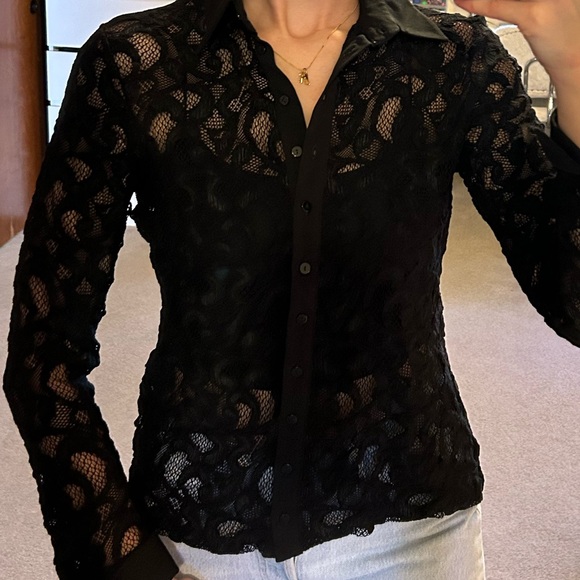 Anne Fontaine Paris Elga Lace Blouse - Picture 2 of 11